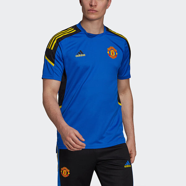 Майка Men's adidas Training Sports Short Sleeve Soccer/Football Jersey 20-21 Season Manchester United Blue, синий — фото 2