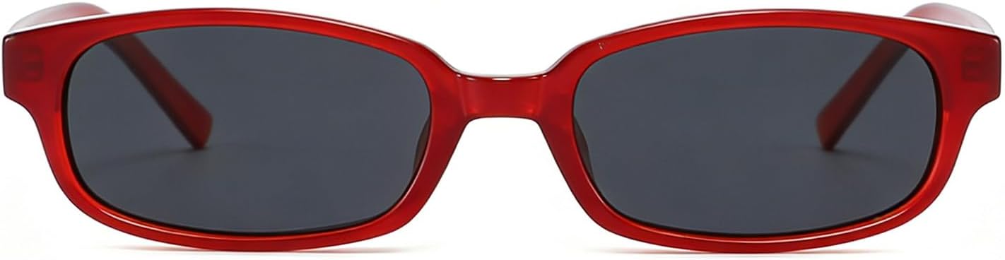 

Солнцезащитные очки HJSTES Retro с поляризованными линзами, прямоугольной формы, для женщин и мужчин, винтажный стиль 90-х, узкая оправа, защита UV400, Red Frame/Black Lens