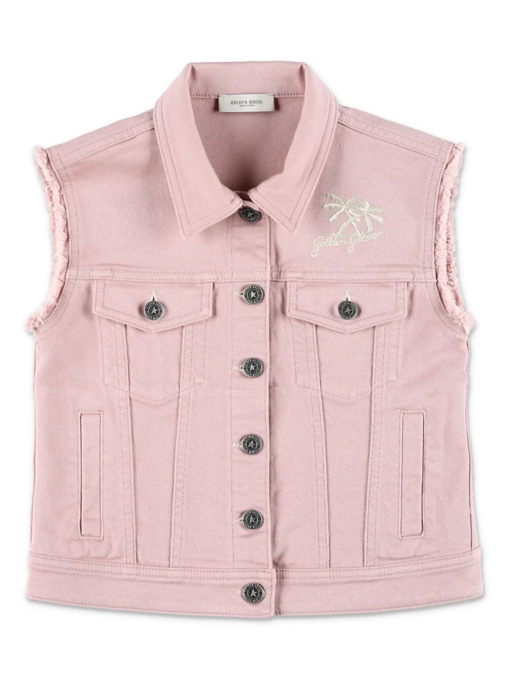 

Джинсовый жилет с вышитым логотипом Golden Goose Kids, розовый