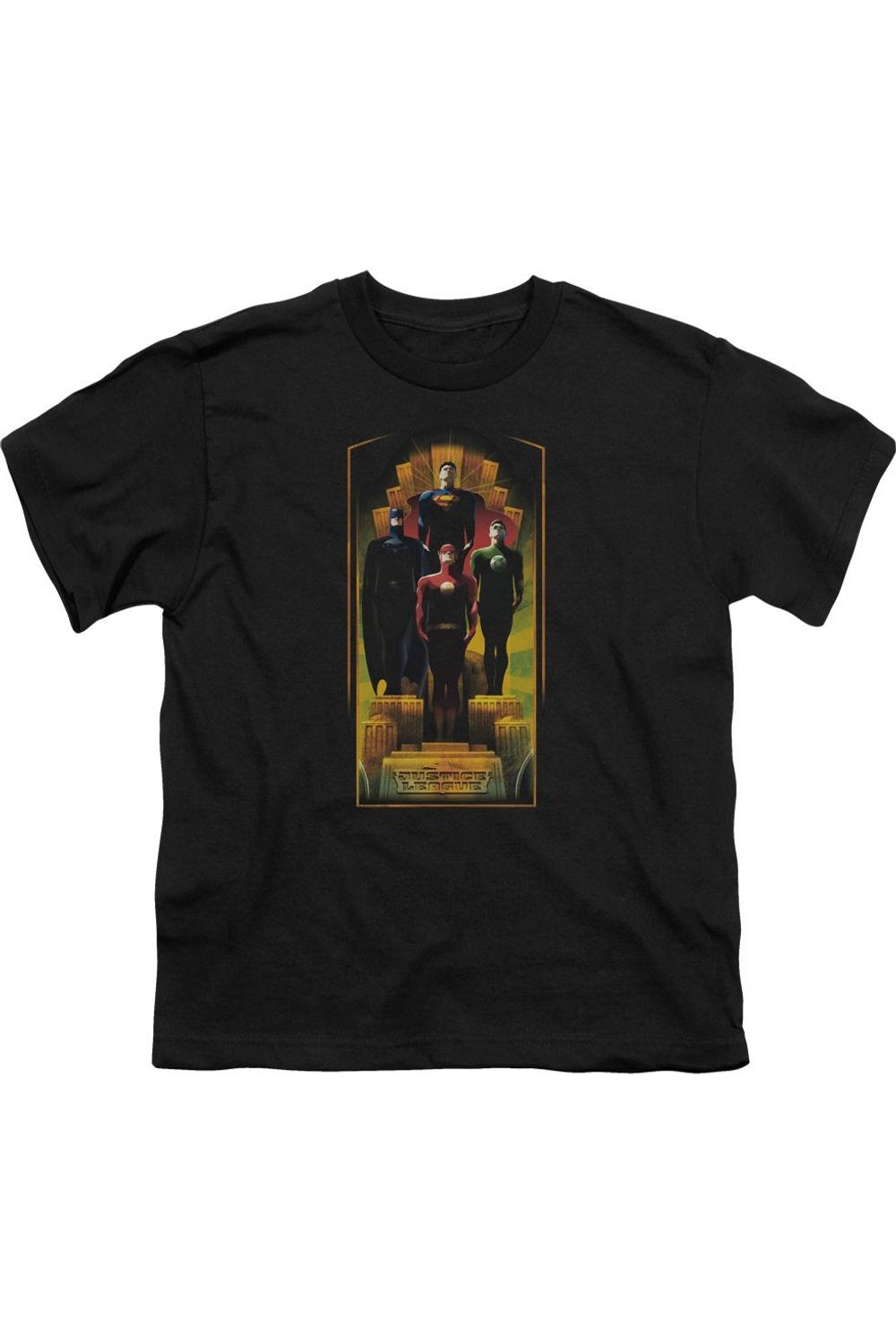 

Футболка с коротким рукавом для подростков "Лига справедливости Америки" Gildan, черный