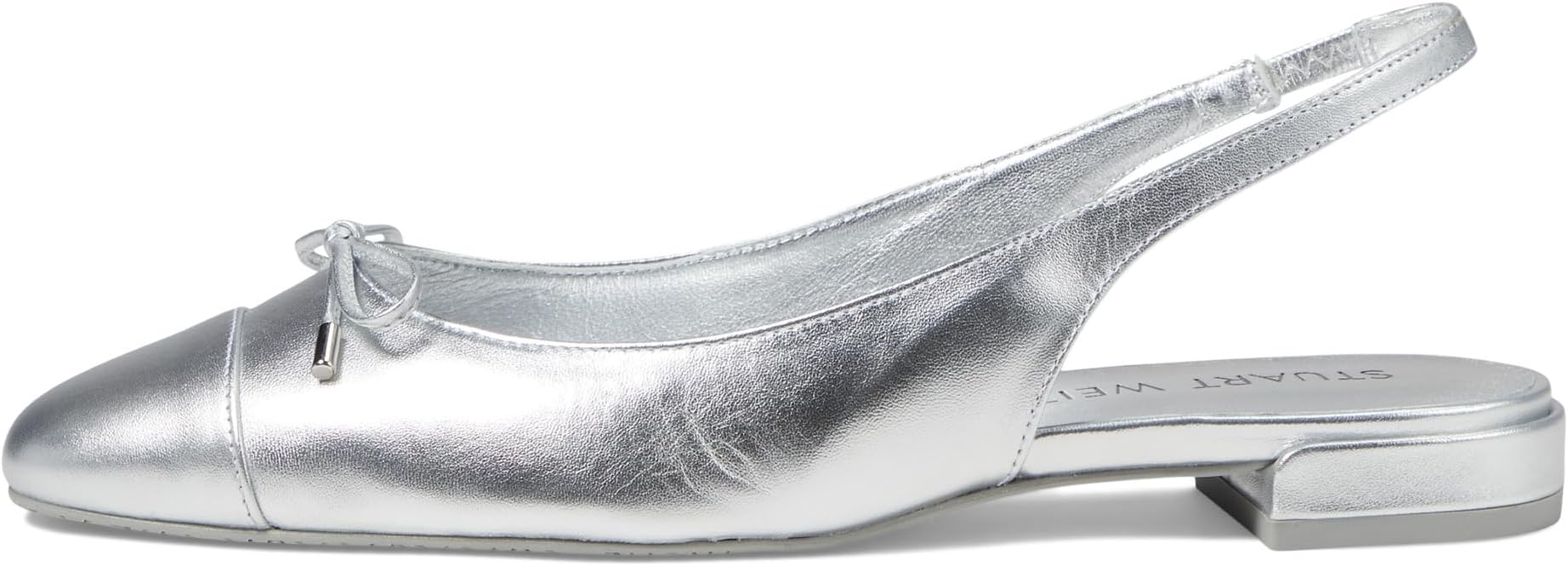 Балетки Stuart Weitzman Sleek Bow Slingback Flat, серебряный — фото 4
