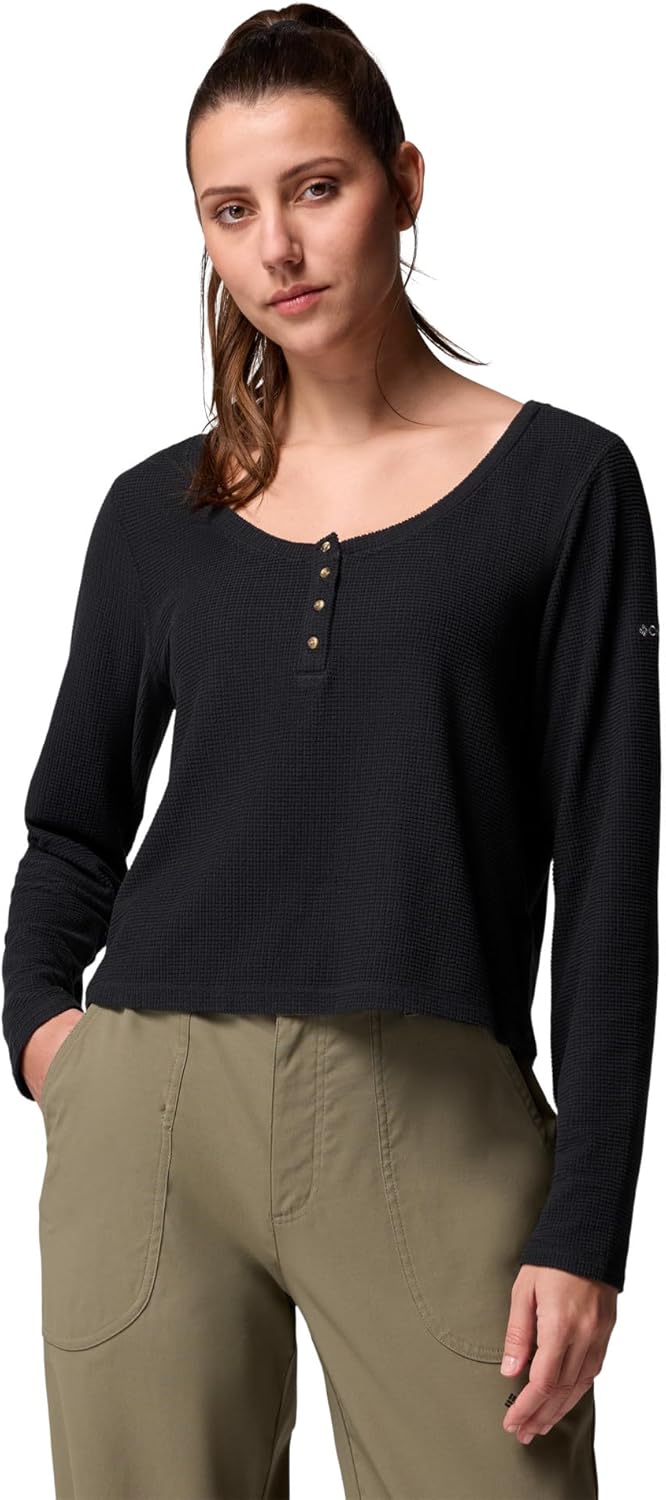 

Женская рубашка Columbia Brea Falls Grid Henley с длинным рукавом, Black