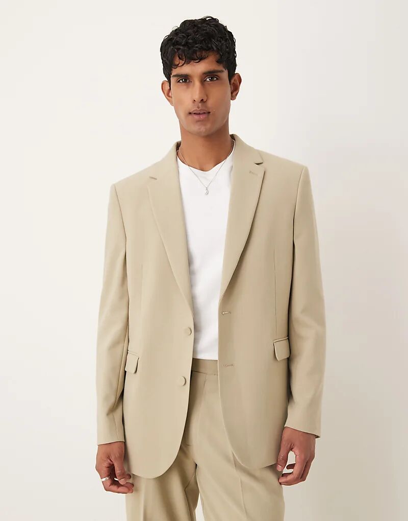 

Свободный удлиненный пиджак ASOS DESIGN цвета «песок»