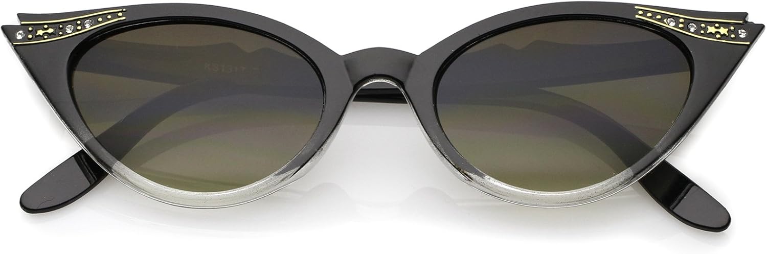 

Солнцезащитные очки zeroUV в стиле 50-х годов «кошачий глаз» для женщин, защита от ультрафиолета UV400, украшенные стразами, аксессуары в стиле пин-ап и рокабилли, 50 мм, Black-fade