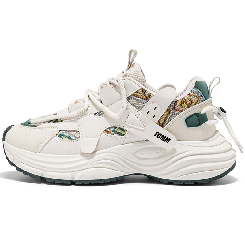 

FCMM Устойчивые нескользящие амортизирующие массивные низкие кроссовки мужские бежево-зеленые, цвет Beige Green