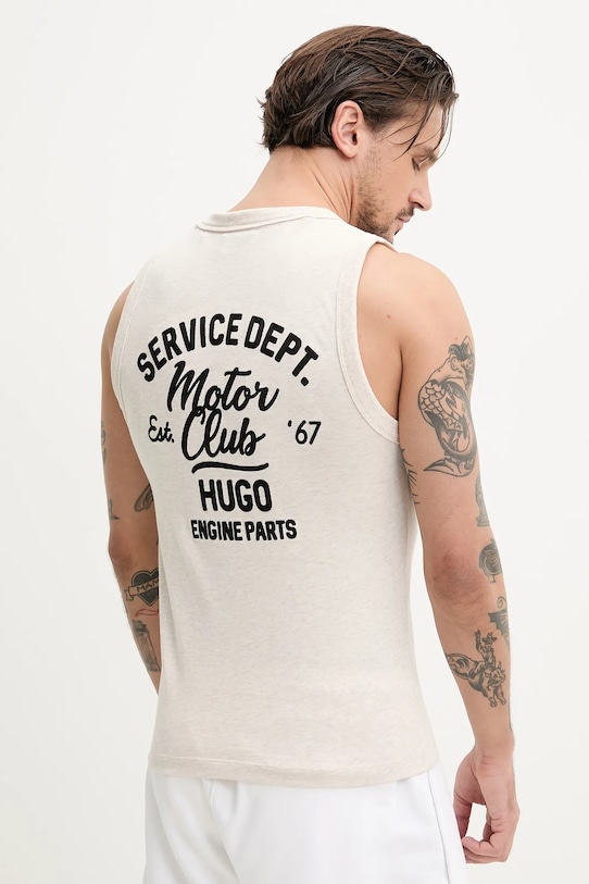 

Хлопковая футболка Hugo Blue, бежевый