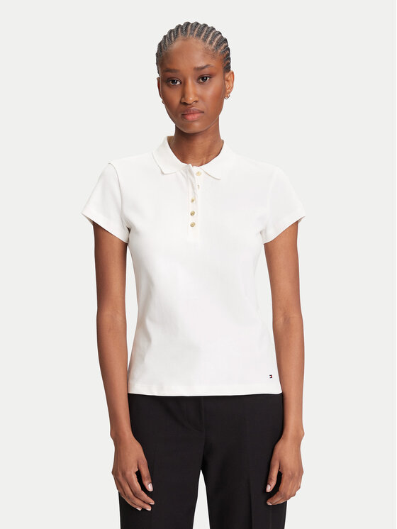 Рубашка поло облегающего кроя Gold Button WW0WW45768 Tommy Hilfiger, экрю