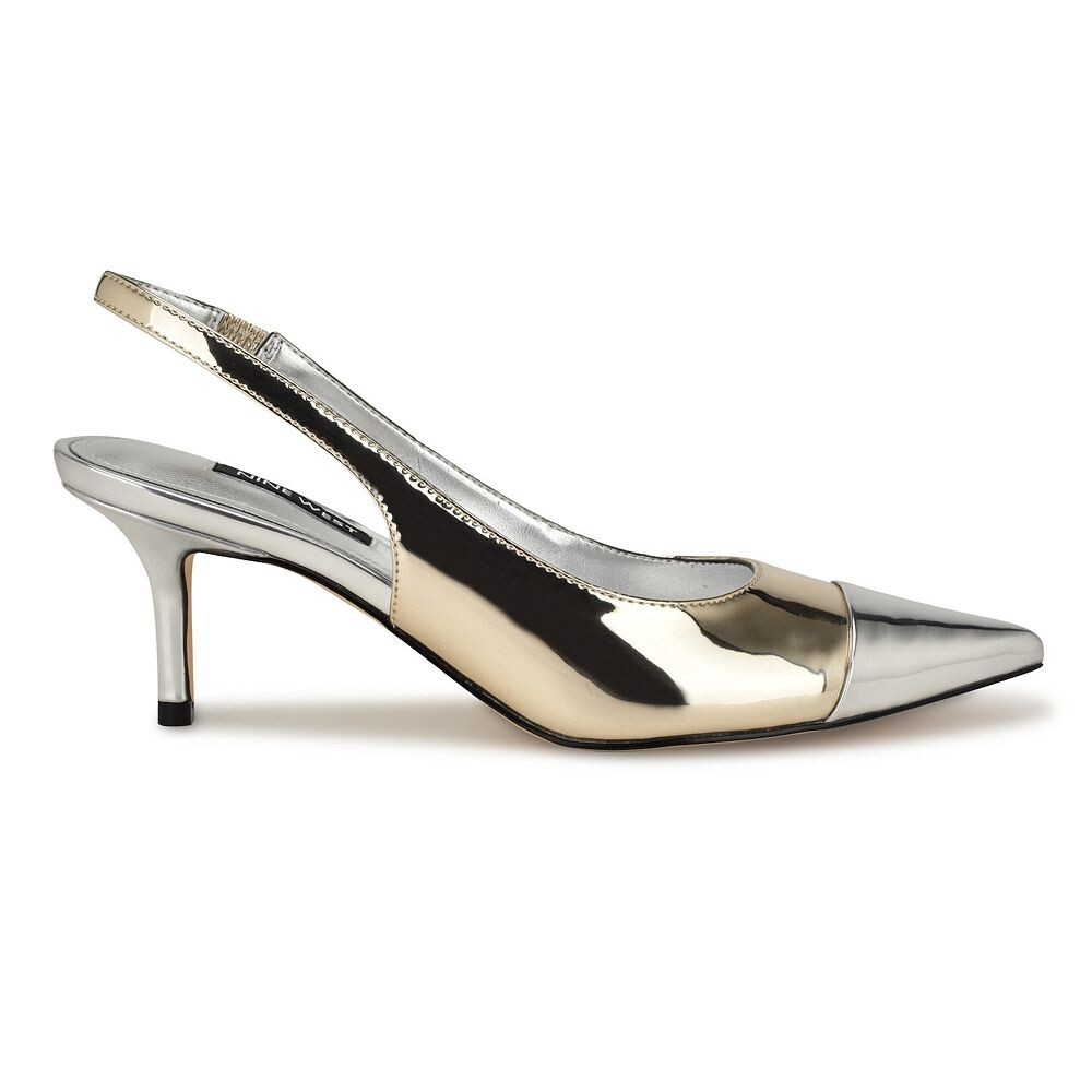 Женские туфли-лодочки Nine West Awaie с открытой пяткой и острым носком, цвет Silver Mirror Metallic — фото 2