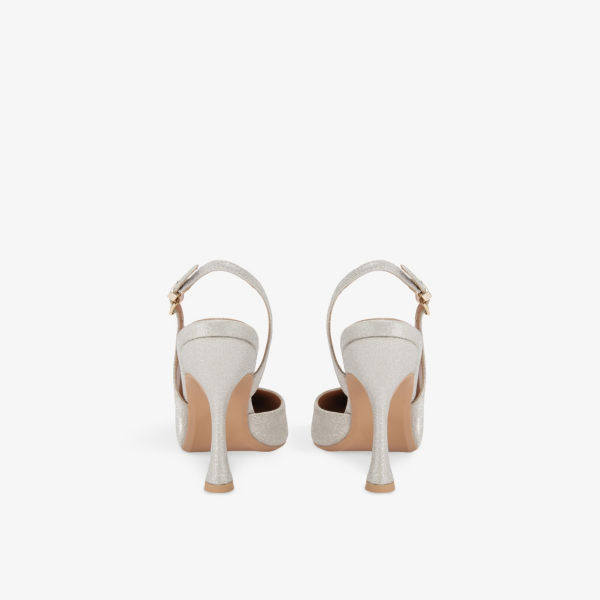 Босоножки-лодочки Kg Kurt Geiger Aria2 на каблуке с ремешком из искусственной кожи, серебряный — фото 4