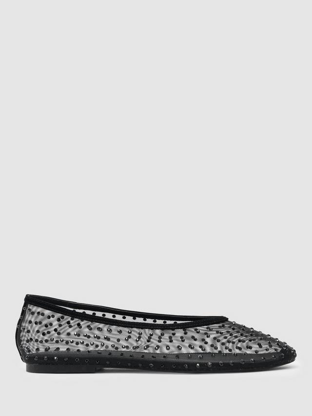 Балетки Dina из кожи с элементами декора Reiss, Black