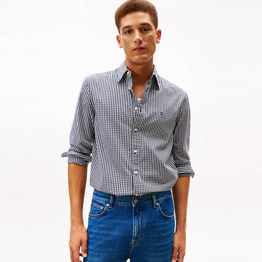 Мужская рубашка Regular Fit в крупную клетку чёрная от Tommy Hilfiger