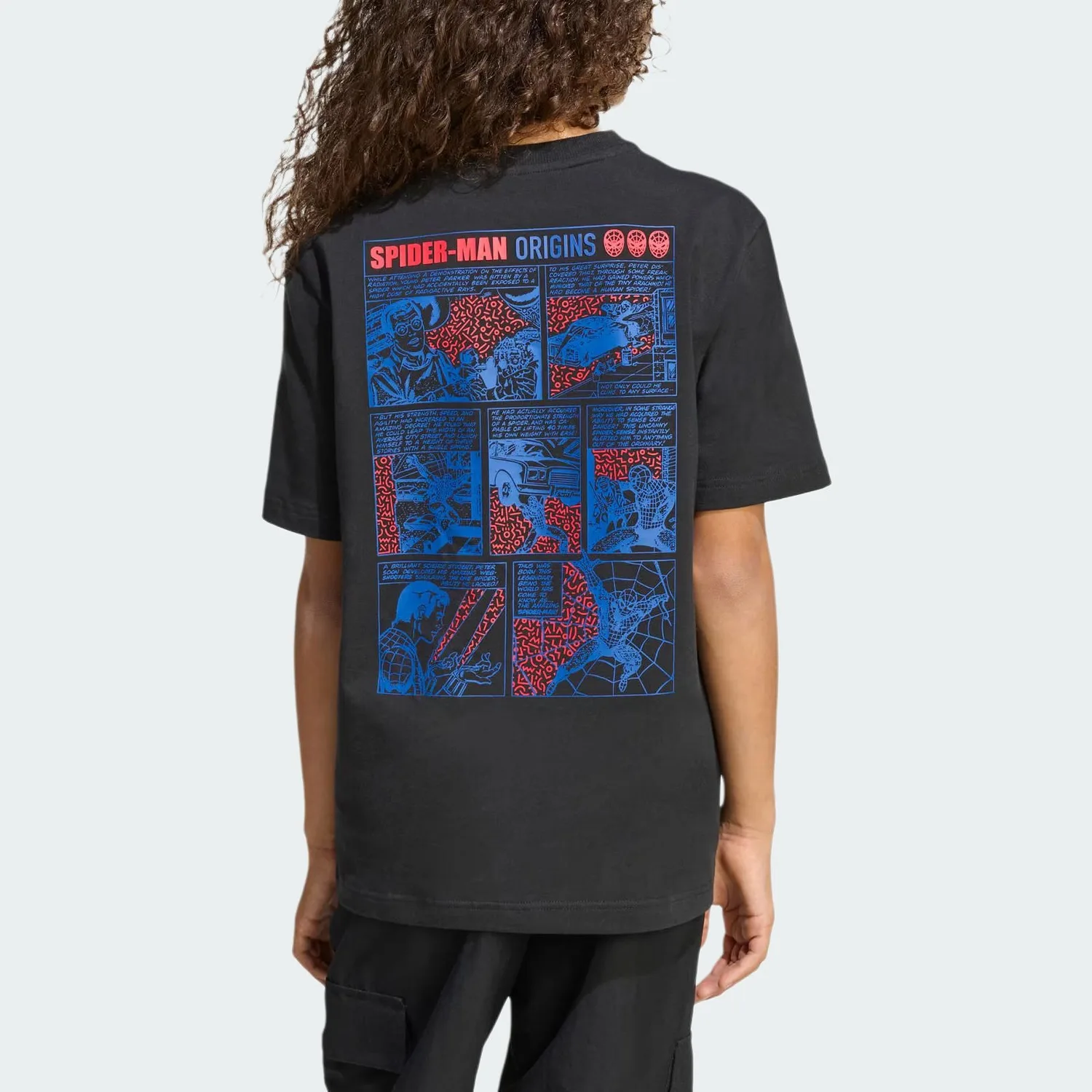 Футболка Marvel Spider-Man с принтом Kids' Adidas, черный/jade белый — фото 4