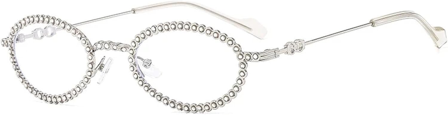 

Модные и стильные металлические овальные солнцезащитные очки для женщин и мужчин, для путешествий на открытом воздухе и вождения, с защитой от УФ-излучения UV400 TKKTLLT, Silver Clear Clear