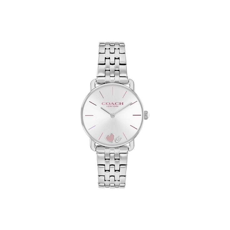

COACH Часы ELLIOT Collection Wrist Watch Quartz Movement Stainless Steel Watchband 28mm White Dial Women's Watch