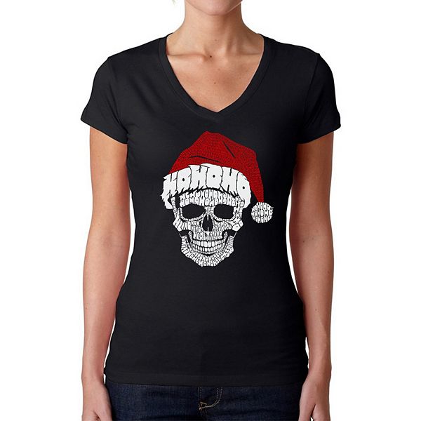 

Футболка с V-образным вырезом Santa skull La Pop Art