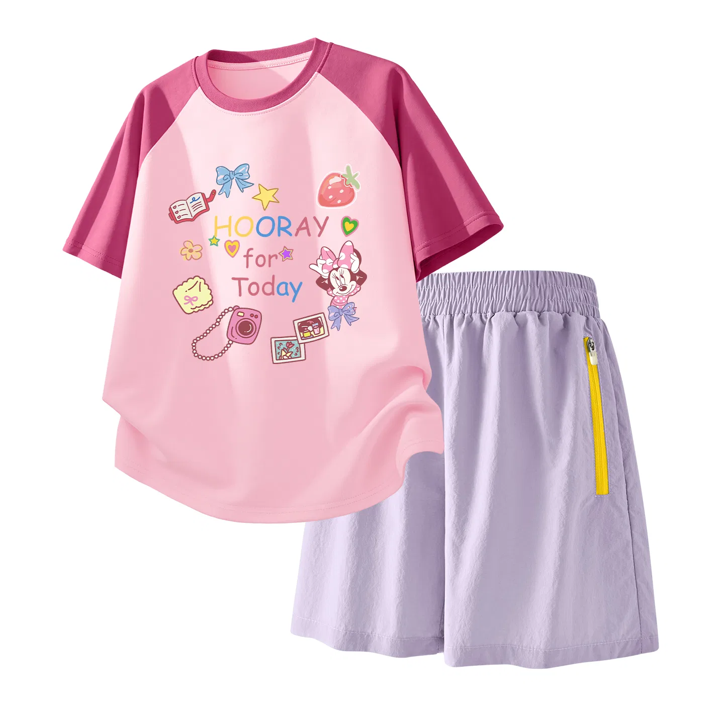 Детский спортивный костюм Casual Sportswear 2 Piece Set Disney, Diversity K Green Pink+Solid Color Mint Green — фото 4