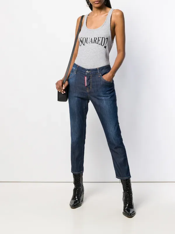 Укороченные джинсы-бойфренд Dsquared2, синий — фото 2