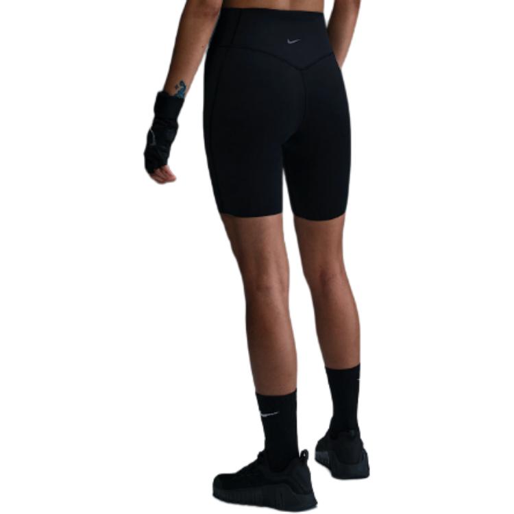 Шорты Universa Women's Medium Support High Waisted 8' Biker Shorts With Pockets Nike, черный — фото 4