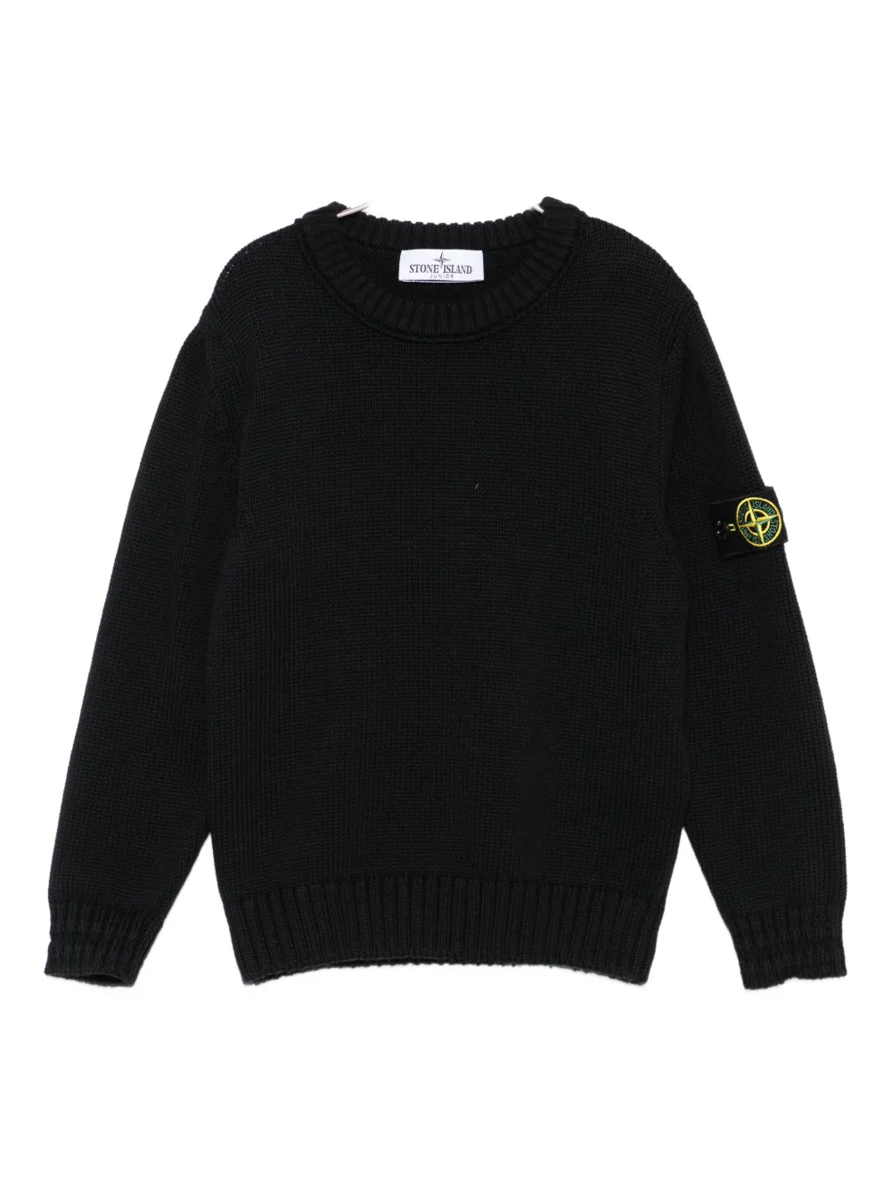 

Свитер с круглым вырезом и нашивкой-логотипом Stone Island Junior, черный