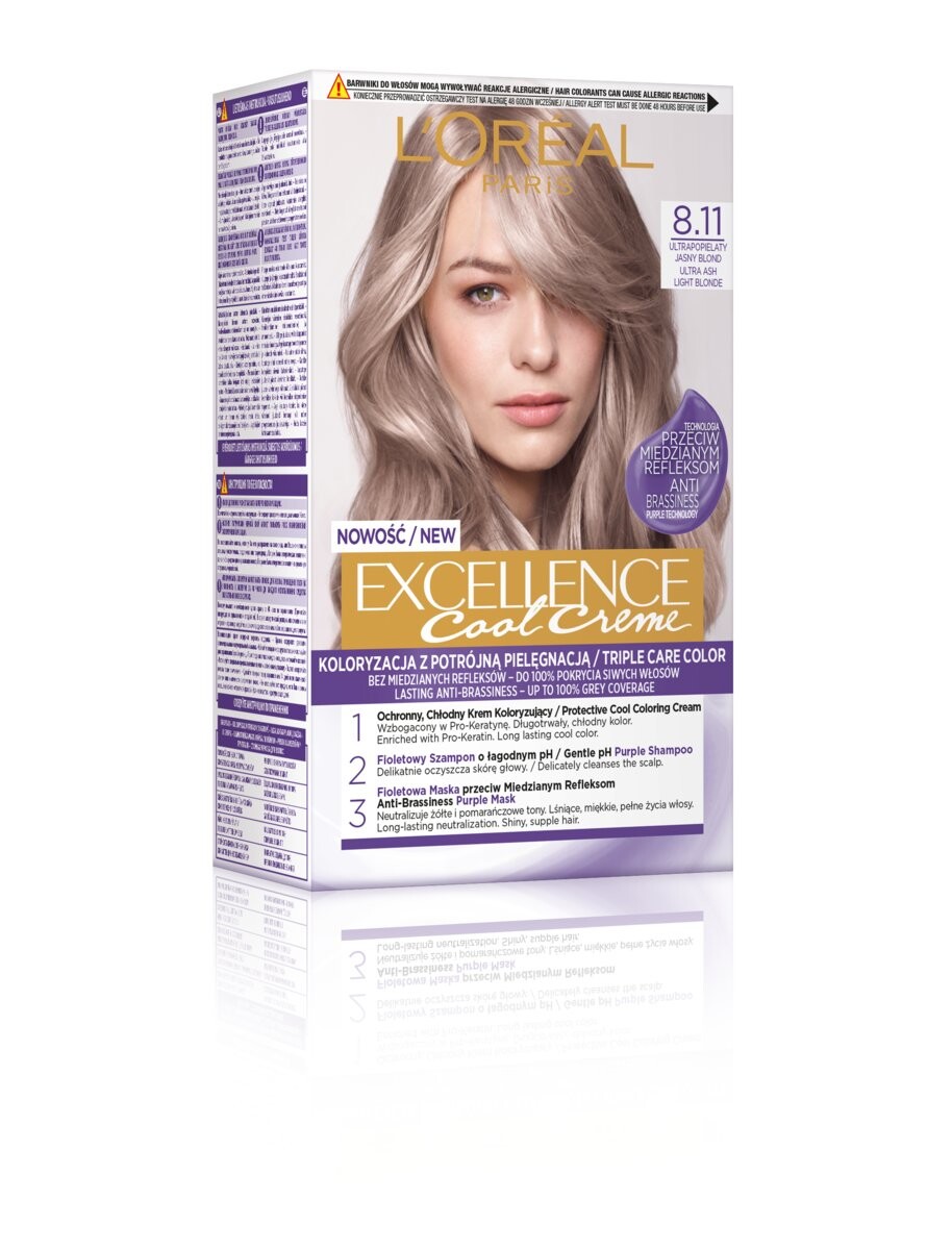 

Краска для волос L'Oreal Excellence Cool Creme 8.11 Ультра Пепельный Светлый Блондин L'Oreal Paris