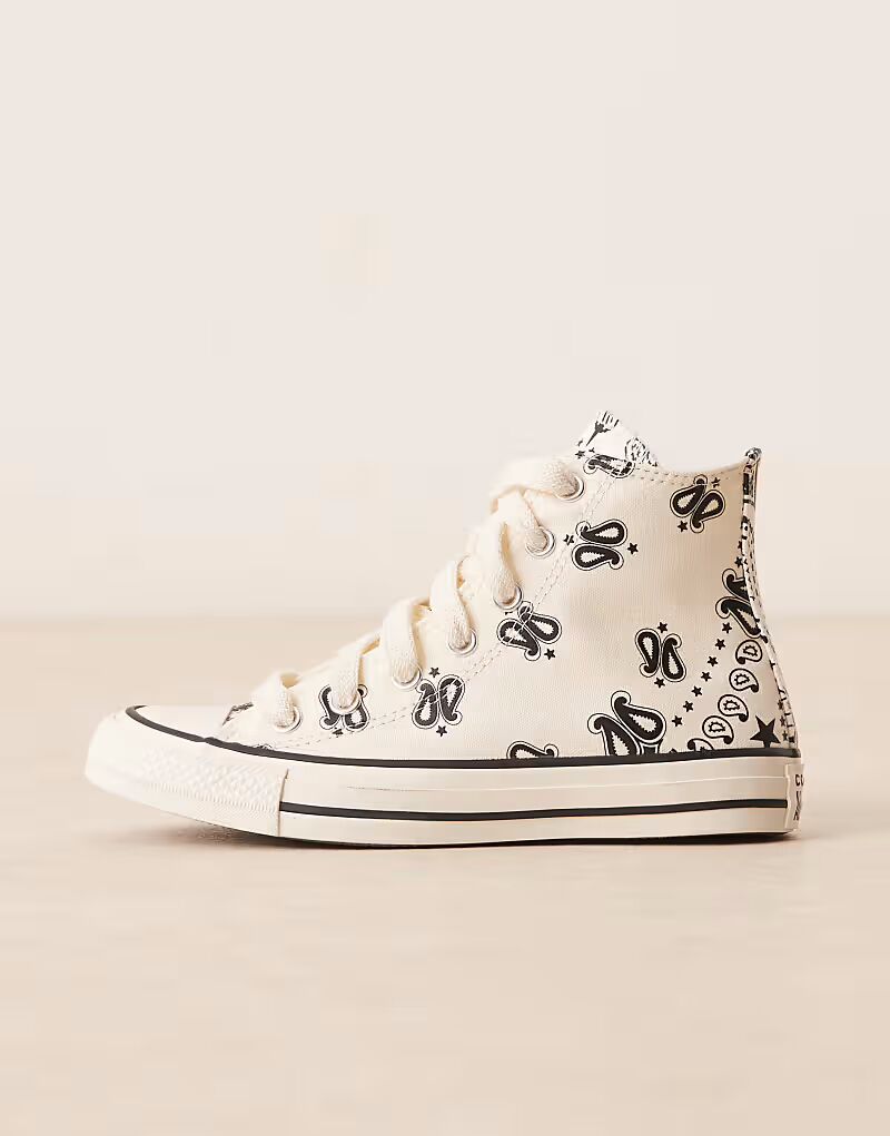 Кеды Converse Chuck Taylor All Star Hi в цвете «кремовый» с цветочным узором — фото 2