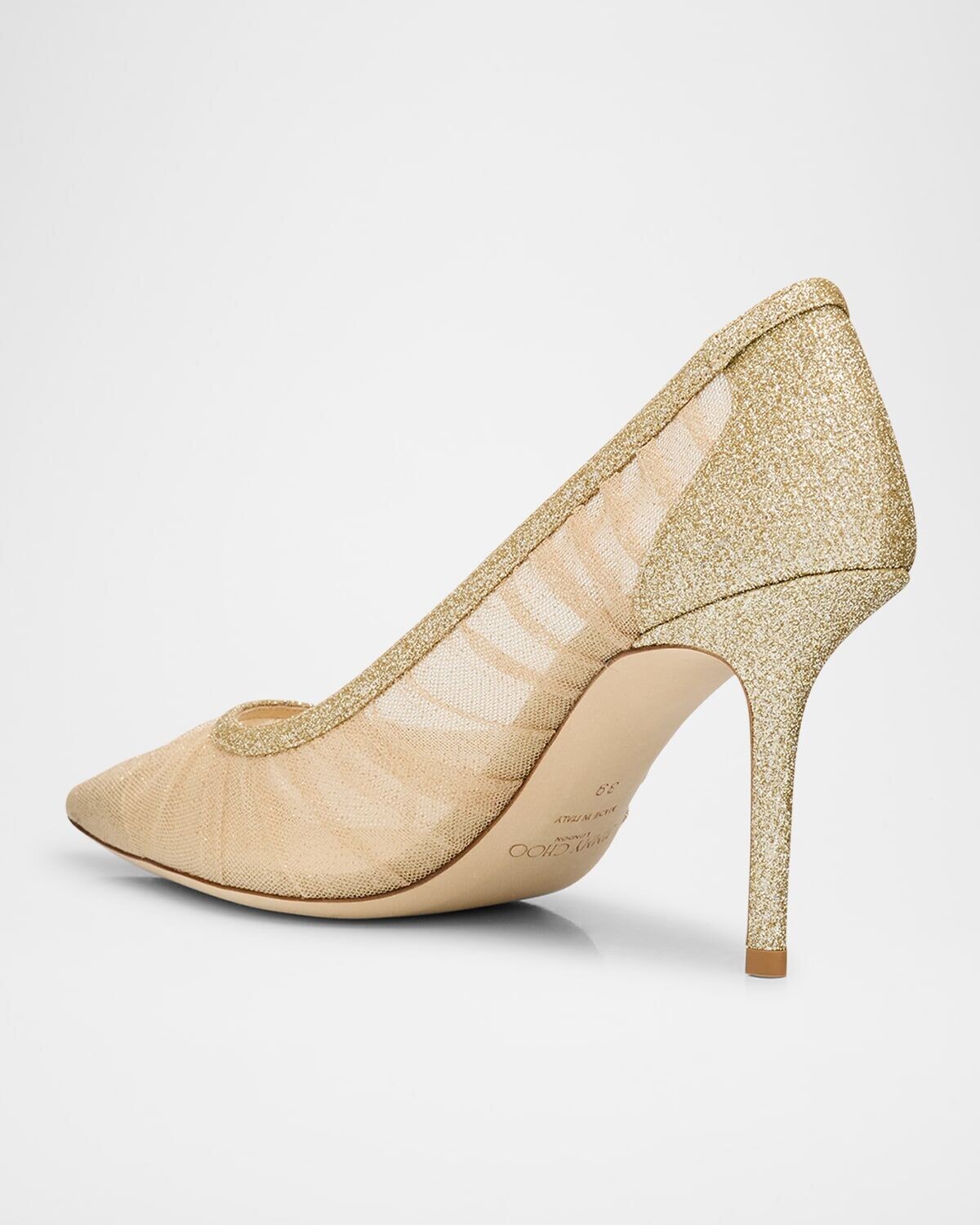 Туфли Love 85mm из блестящего тюля Jimmy Choo, золотой — фото 4