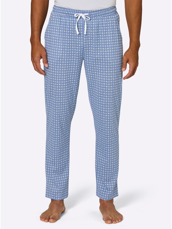 

WITT WEIDEN Длинные брюки с принтом в виде морских глубин в средне-синих тонах