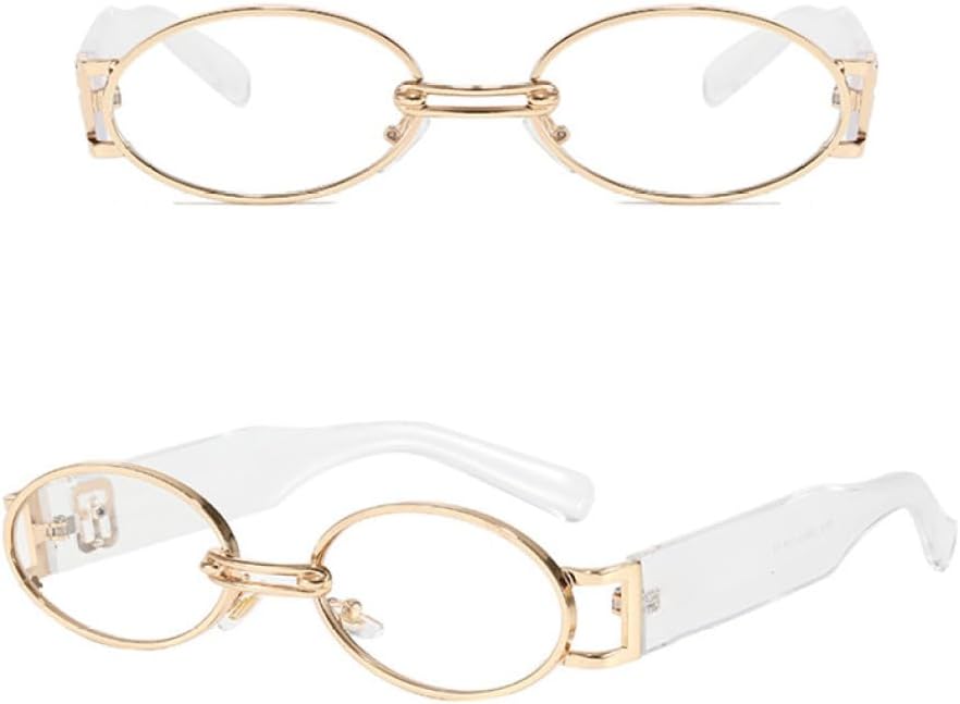 

Женские овальные солнцезащитные очки в винтажном стиле, маленькие металлические, в стиле панк, женские очки-очки в стиле стимпанк, защита от ультрафиолета UV400 LANGSER, Transparent