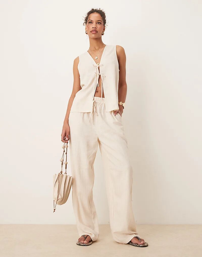 

Льняные брюки ASOS DESIGN цвета песочного камня