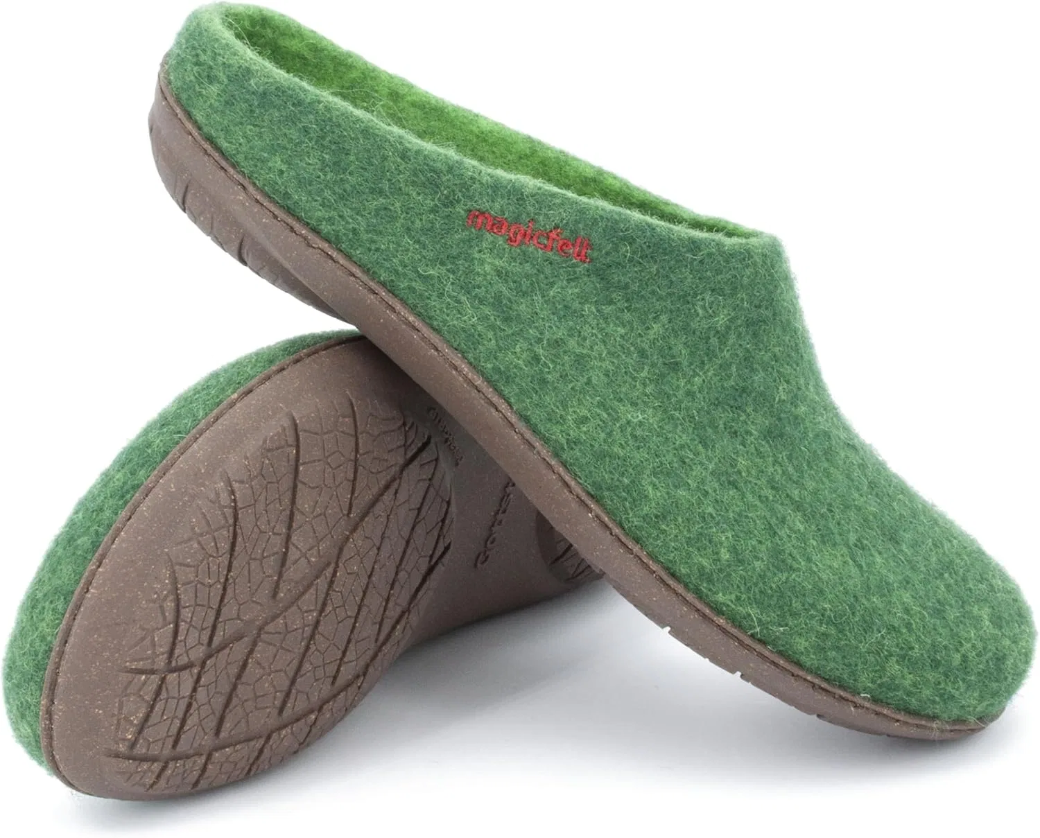 Фетровые тапочки Magicfelt PO 736 для мужчин и женщин, изготовленные из чистой мериносовой шерсти - тапочки с нескользящей водонепроницаемой резиновой подошвой, Dunkelgrün