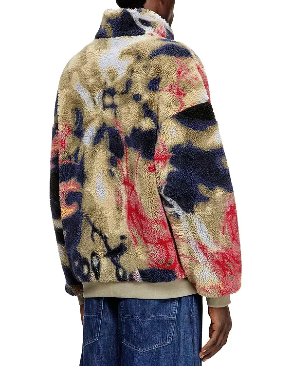 Пушистая жаккардовая флисовая куртка Люка Diesel, Gold — фото 3