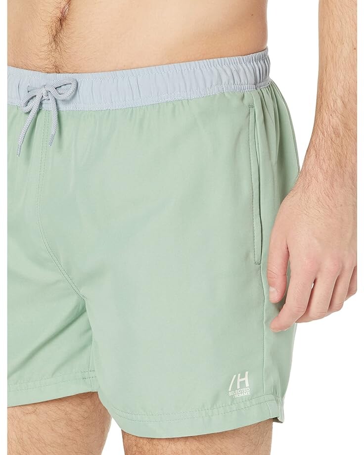 

Шорты для плавания Selected Homme Classic Contrast Swim Shorts, цвет Granite Green/Blue Fog