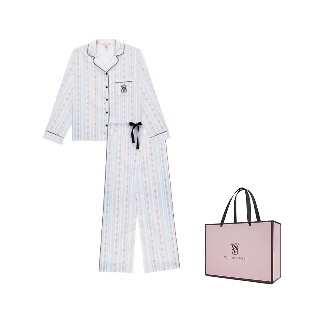 

Victoria's Secret Пижамный комплект плотная текстура легкий драпированный женский light blue floral