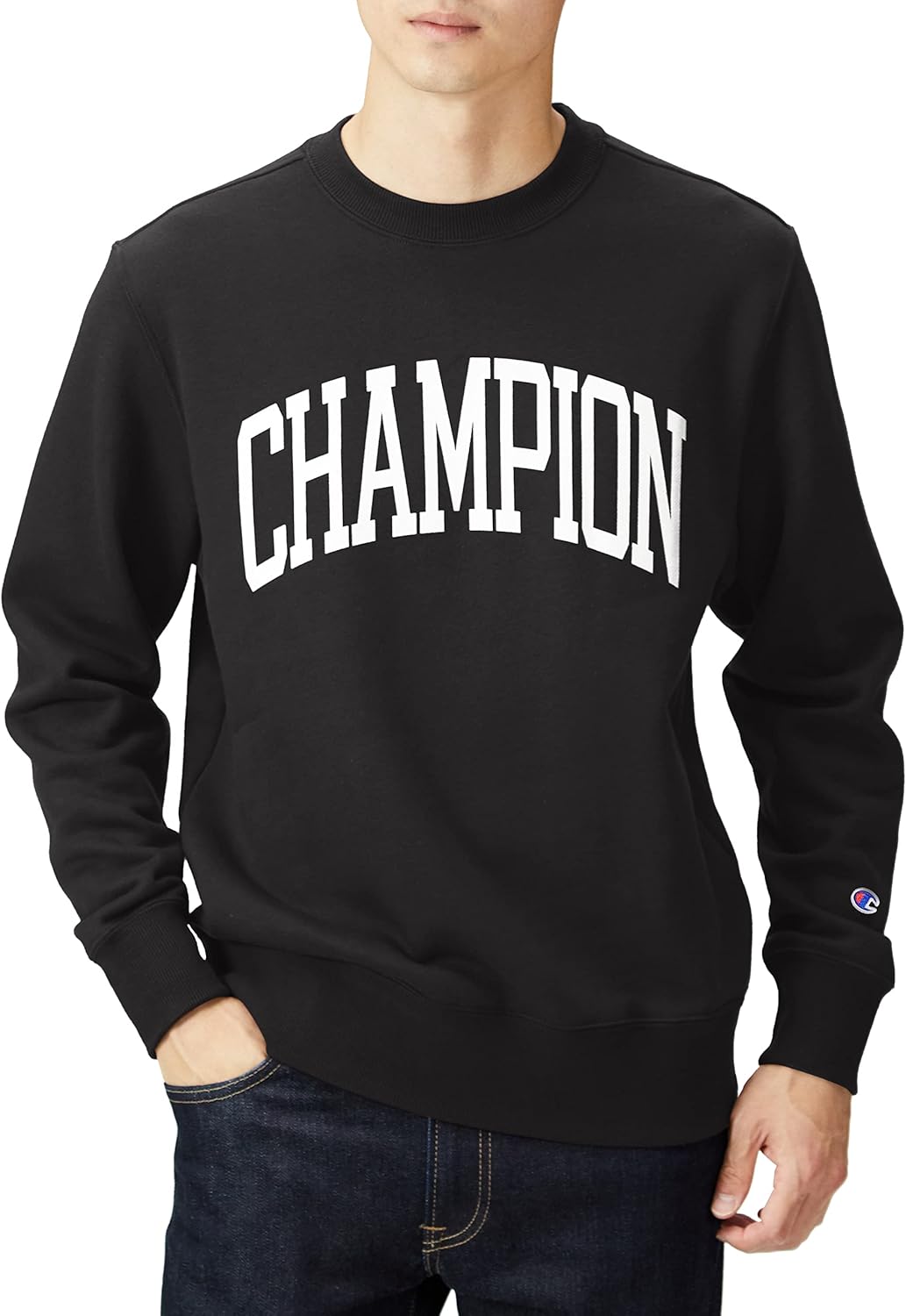 

Мужская толстовка Champion C8-W042Z с круглым вырезом, длинными рукавами, графическим логотипом, ограниченная серия, черный