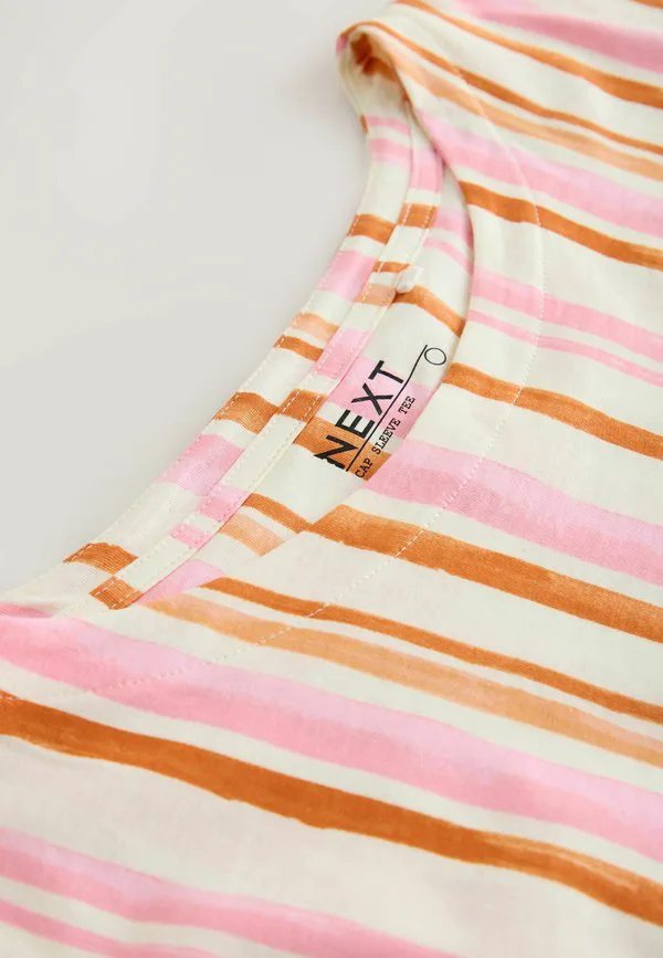 Футболка с принтом Next, Cream Pink Orange Stripe — фото 2