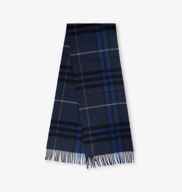 

Кашемировый шарф с бахромой и принтом в клетку Burberry, цвет midnight