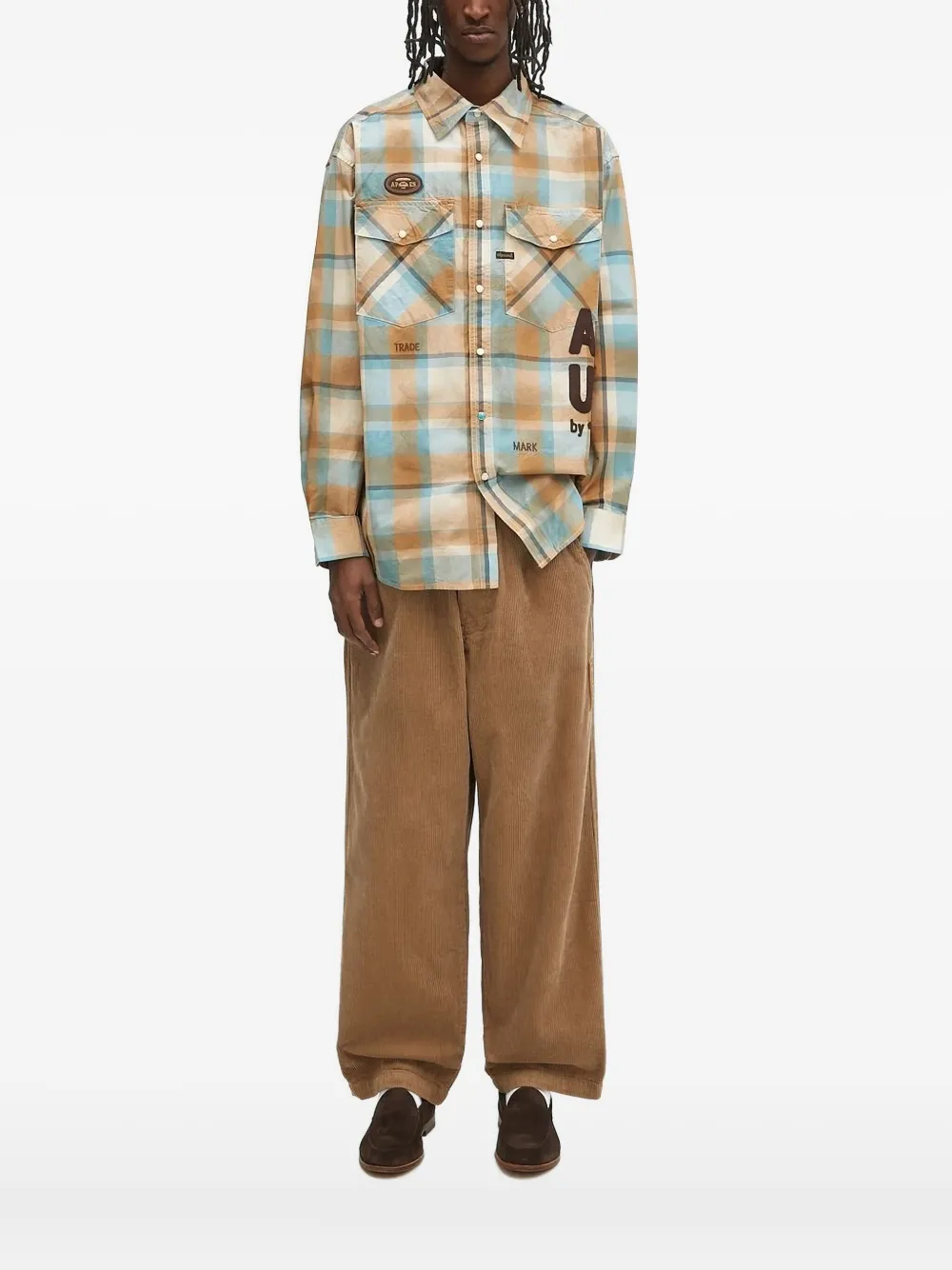 

Рубашка с логотипом в клетку AAPE BY *A BATHING APE, нейтральный