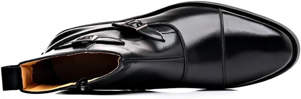 Мужские классические кожаные ботинки на боковой молнии Ботинки Chelsea Boots Chukka Slip-On с заостренным носком, модное деловое платье на низком каблуке Ботинки Chelsea Abborora, черный — фото 4