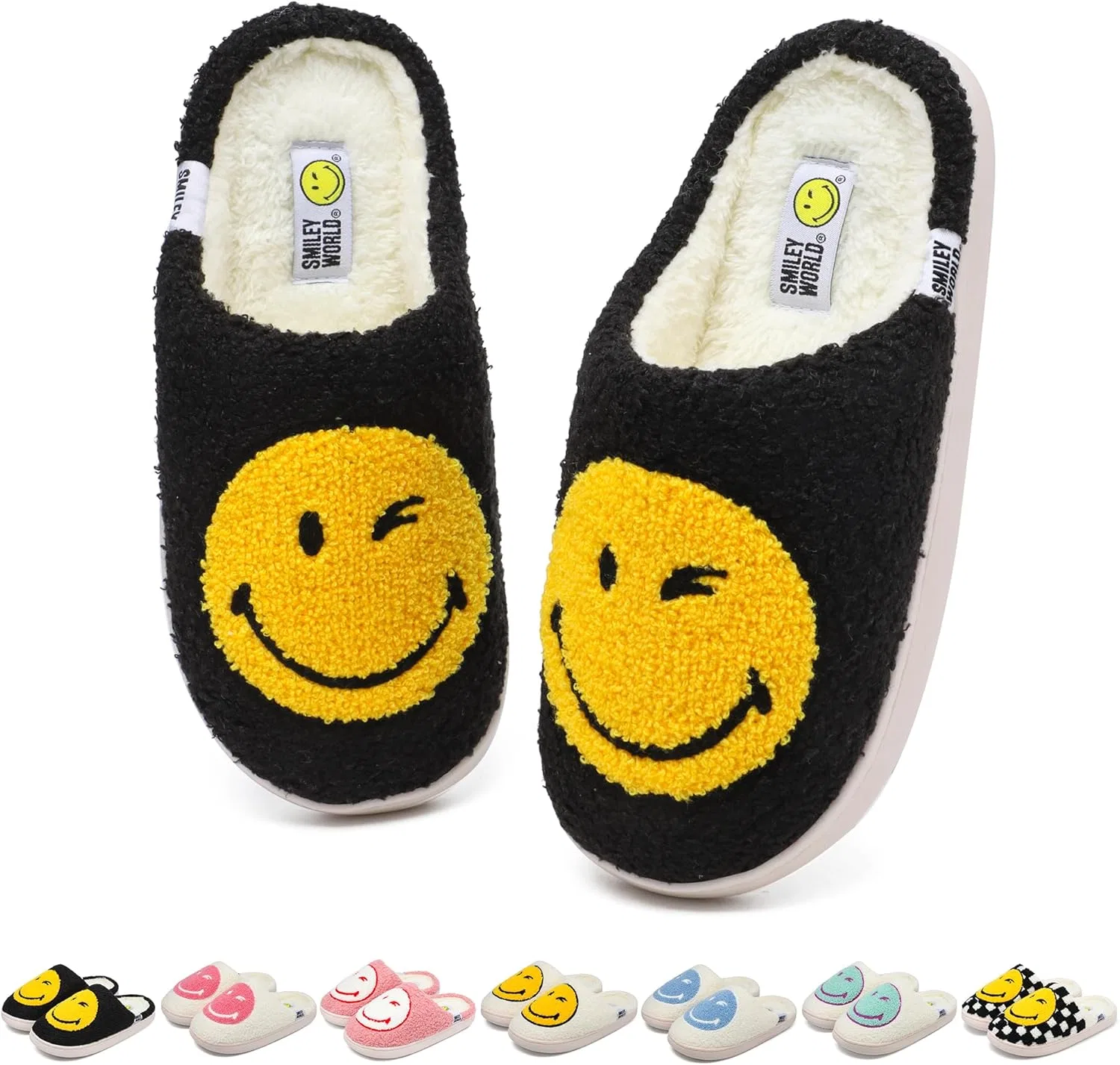 Тапочки с улыбкой, SMILEYWORLD, черный, желтый