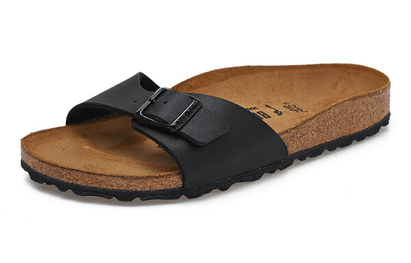 Тапочки madrid birko-flor narrow fit sandals 'black' Birkenstock, черный — фото 3