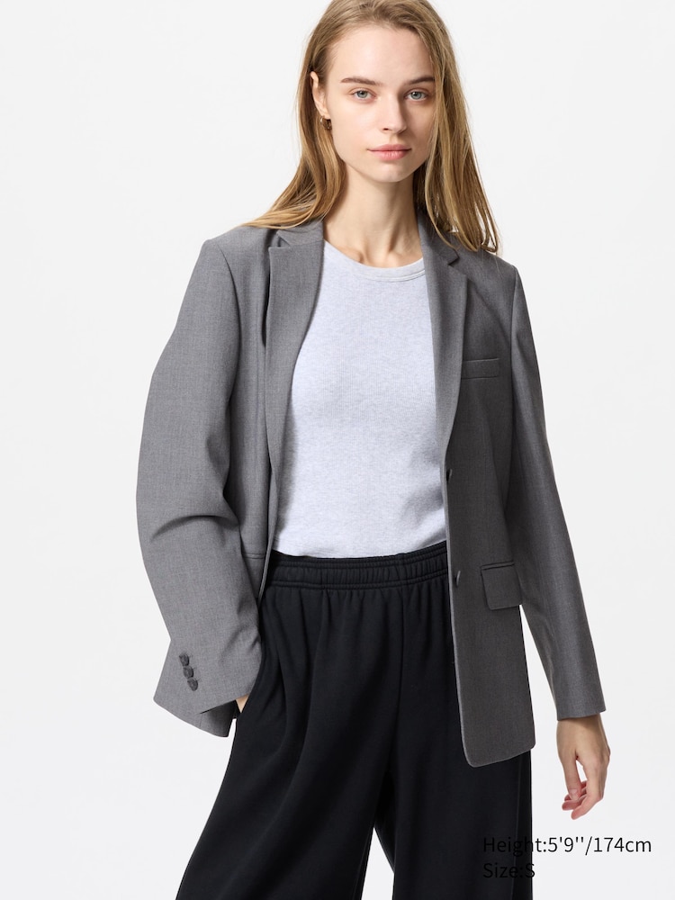

Свободный пиджак по фигуре Uniqlo, цвет 05 серый