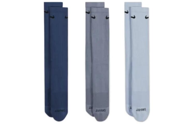 

Мужские носки Nike до середины икры, цвет 1 set of 3 double (blue/light blue/gray)