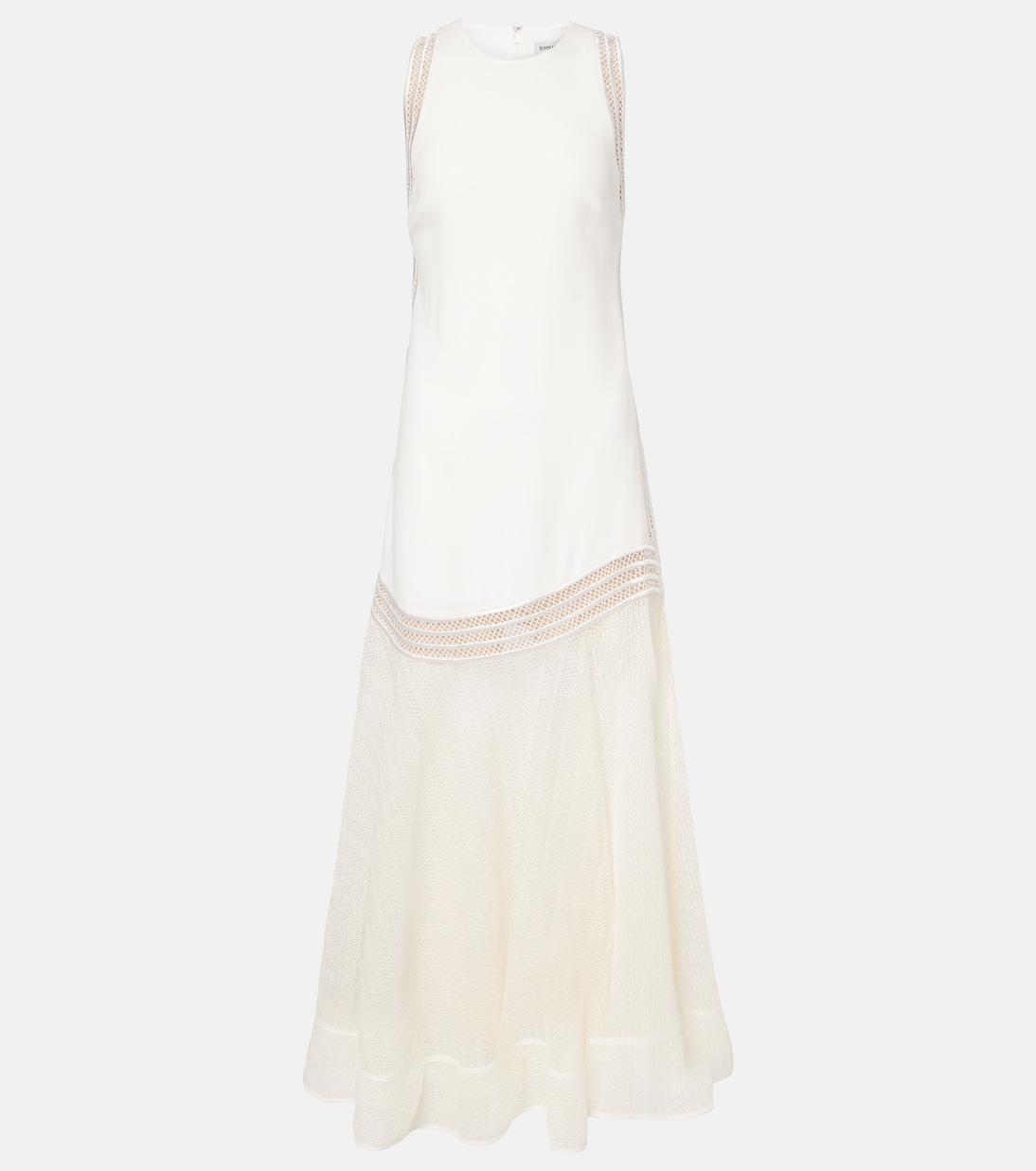 

Платье макси с сетчатой отделкой Zakaria Simkhai, слоновая кость