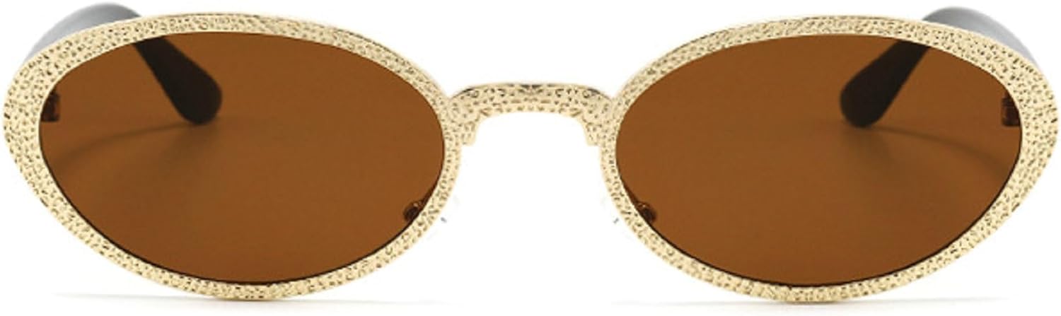 

Ретро маленькие овальные солнцезащитные очки для женщин и мужчин с заклепками, модные солнцезащитные очки в металлической оправе, коричневые солнцезащитные очки в стиле панк, женский размер N45 mincl, Brown