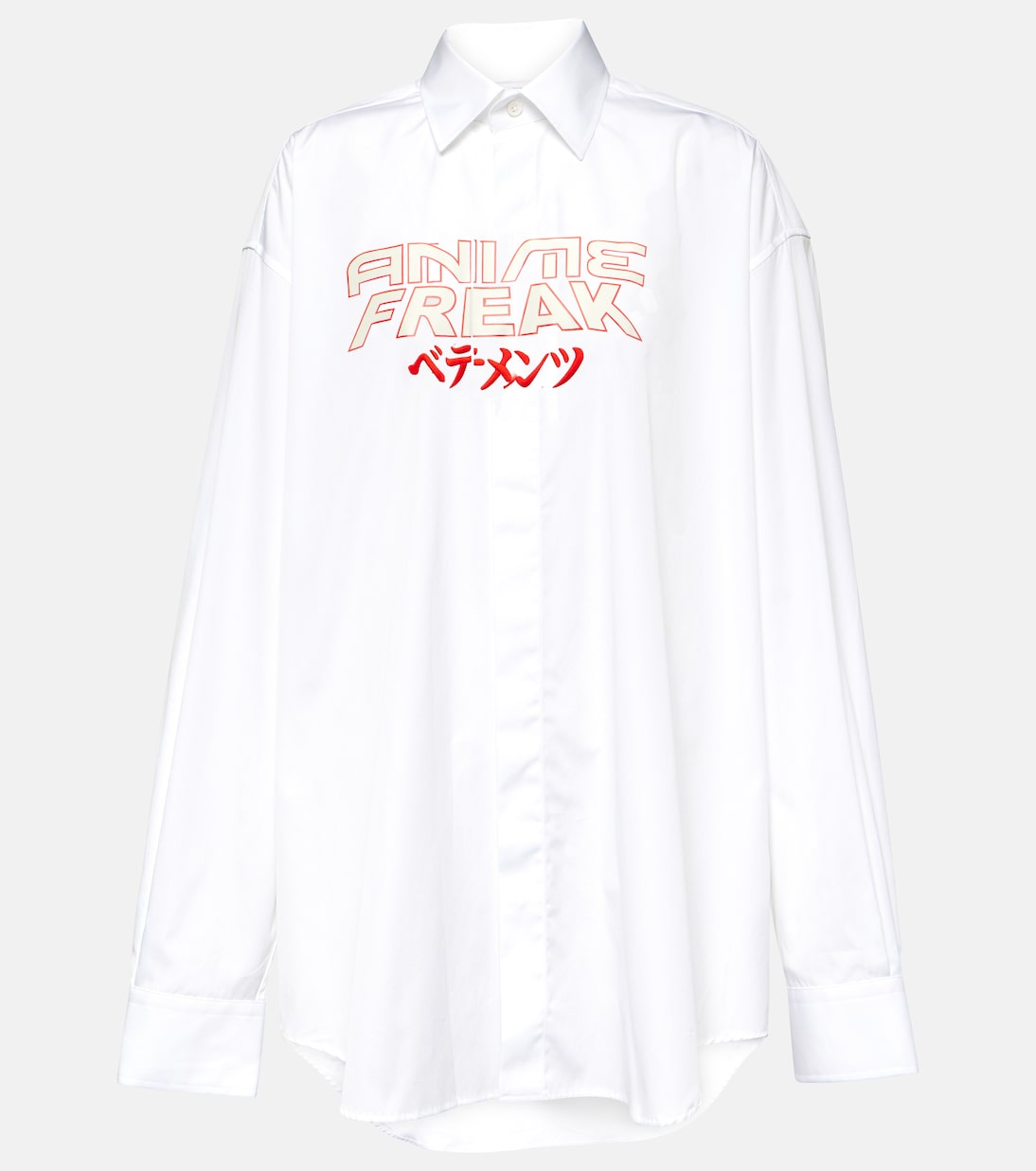 

Рубашка свободного кроя из хлопка с принтом Vetements, белый