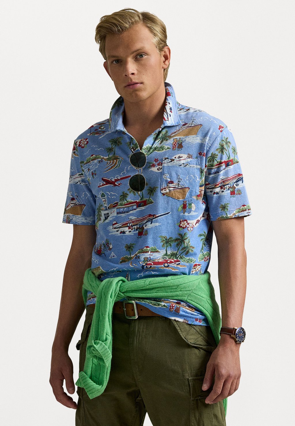 

Рубашка поло STANDARD FIT BEAR LINEN-COTTON POLO Polo Ralph Lauren, светло-голубой