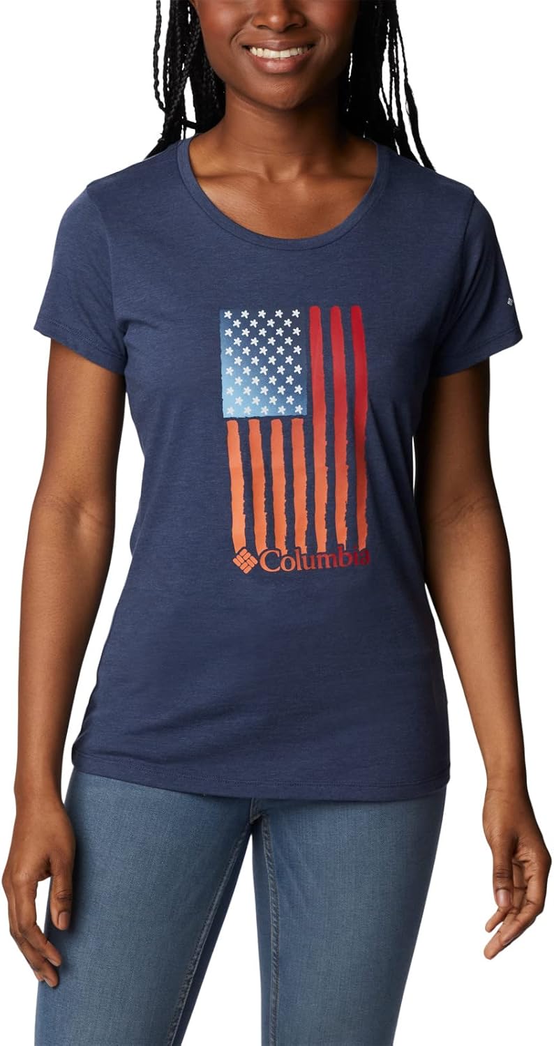 

Columbia Womens Daisy Days футболка с коротким рукавом и принтом, Nocturnal Heather/Watercolor Flag Graphic, Синий, Columbia Womens Daisy Days футболка с коротким рукавом и принтом, Nocturnal Heather/Watercolor Flag Graphic