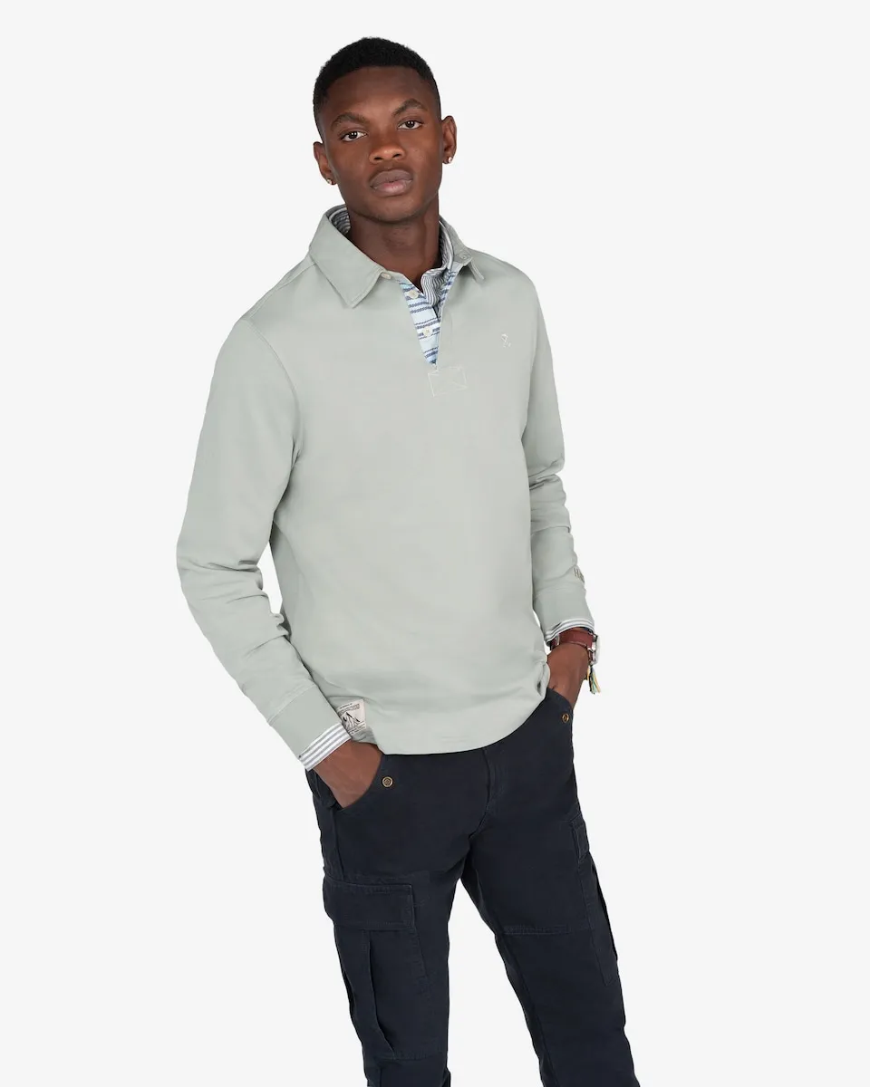 

Мужская рубашка-поло с длинным рукавом, однотонная Harper & Neyer, светло-серый