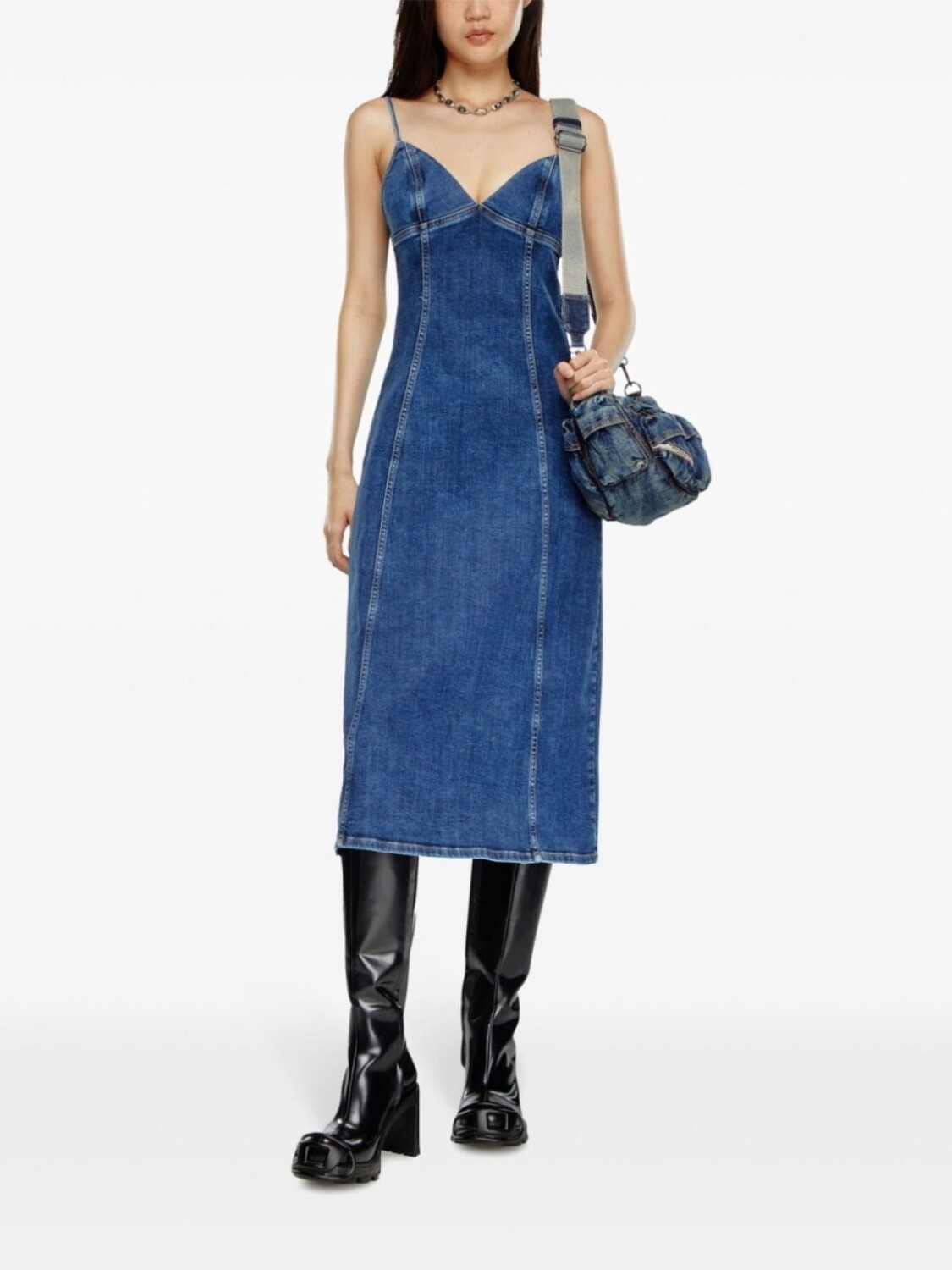 

Diesel джинсовое платье миди De-Fulvy-Dress-D, синий