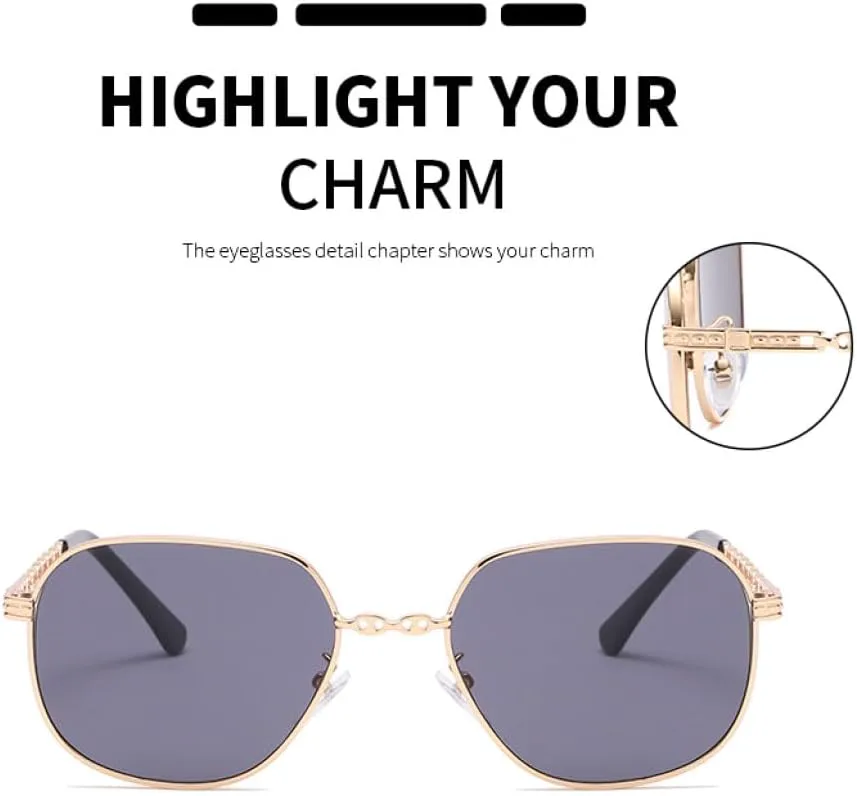 

Женские солнцезащитные очки LVTFCO в винтажном стиле, оправа из сплава, градиентные солнцезащитные очки в стиле ретро-панк с металлическим блеском, Gradient Grey